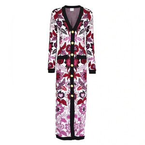 Hayley Menzies Floral Jacquard Knit Midi Dress size XS